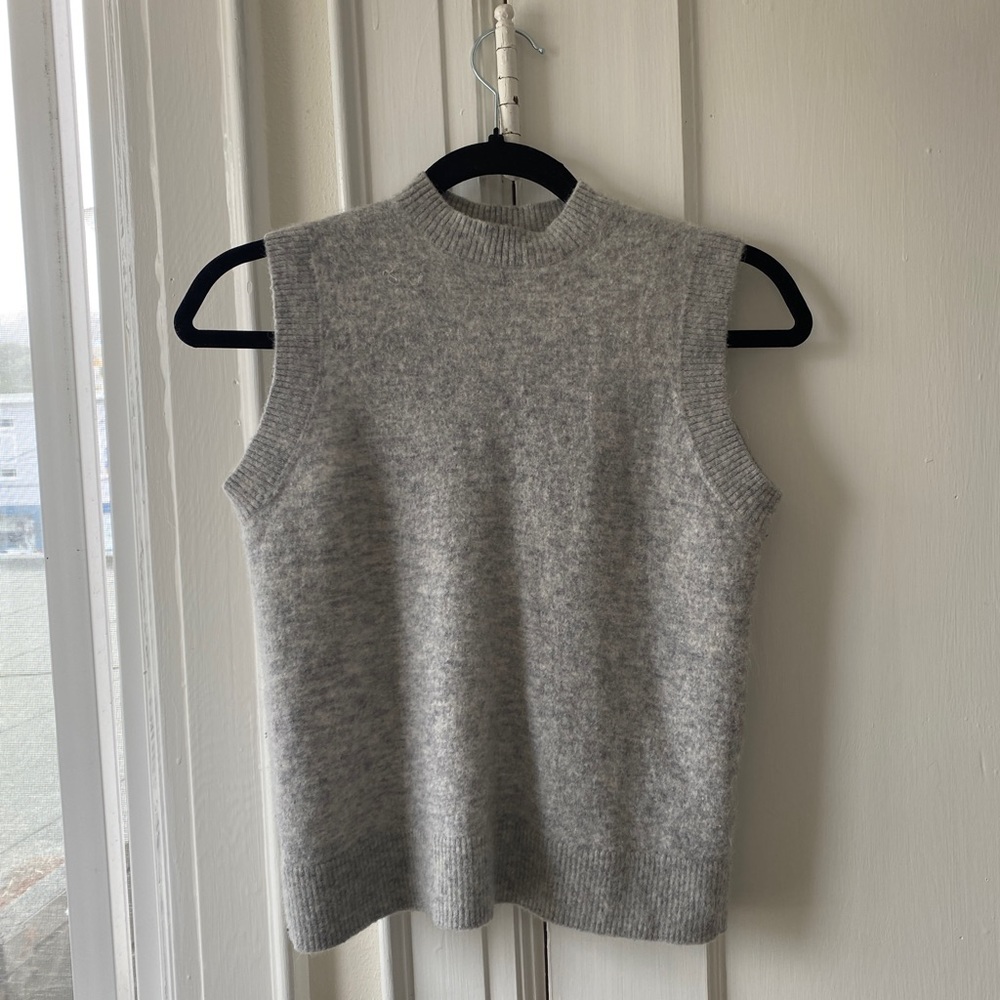 COS grey mock neck sleeveless top
